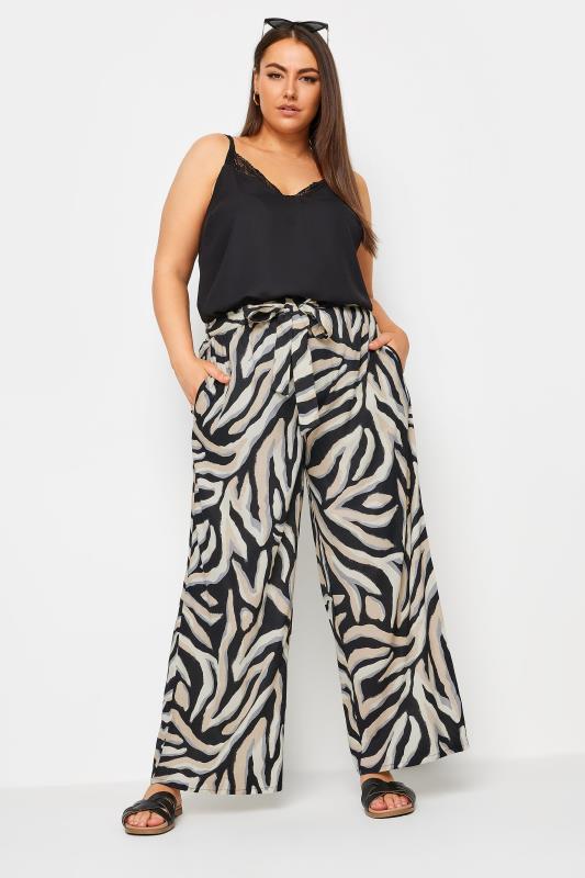 YOURS Plus Size Black Zebra Print Wide Leg Trousers | Yours Clothing 3
