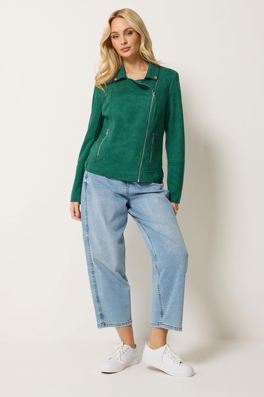 M&Co Green Faux Suede Biker Jacket | M&Co 1