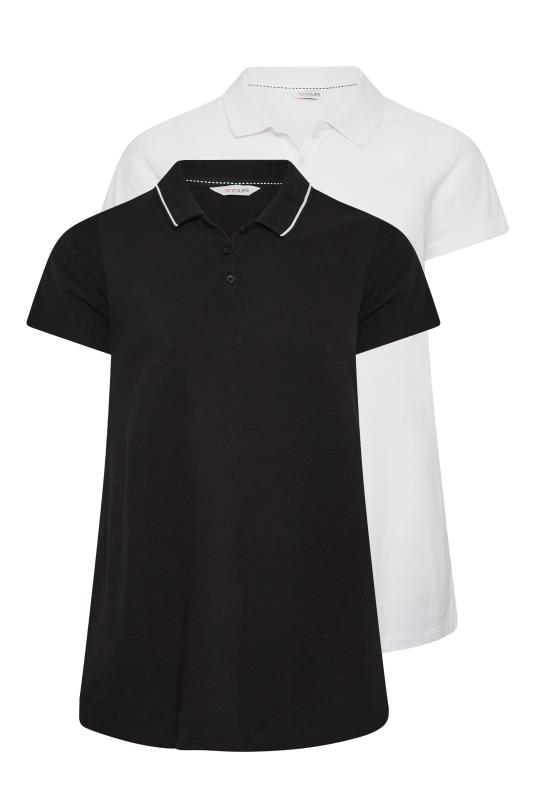 YOURS 2 PACK Plus Size Black & White Polo Top | Yours Clothing 8