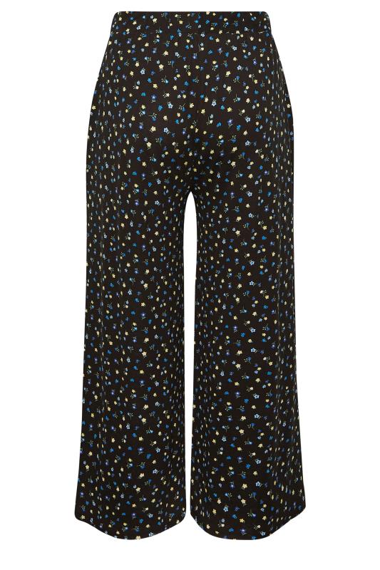 YOURS Plus Size Curve Black Ditsy Print Wide Leg Trousers | Yours Clothing  6