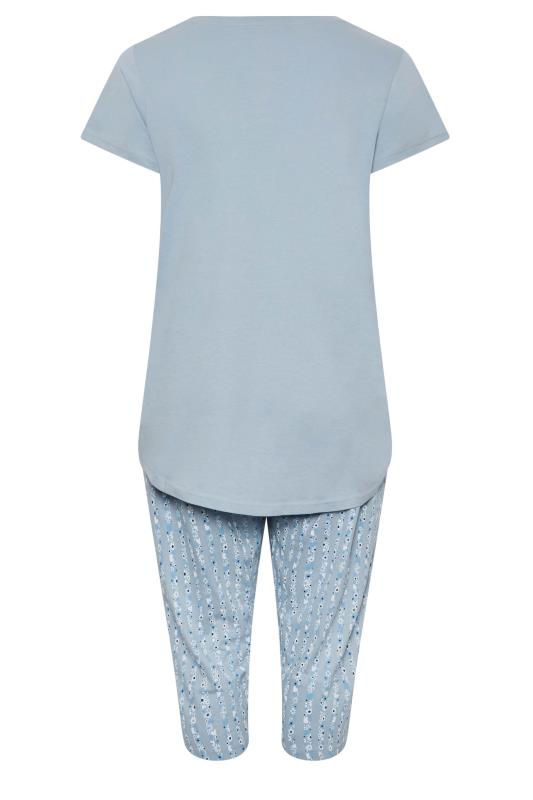 YOURS Curve Plus Size Baby Blue 'Take It Easy' Slogan Pyjama Set | Yours Clothing  6