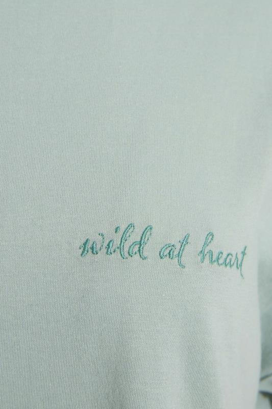 LTS Tall Sage Green 'Wild At Heart' Slogan Leopard Print Cotton Pyjama Set_Z.jpg