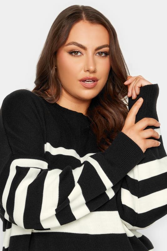 YOURS Plus Size Black Stripe Boxy Jumper | Yours Clothing 4