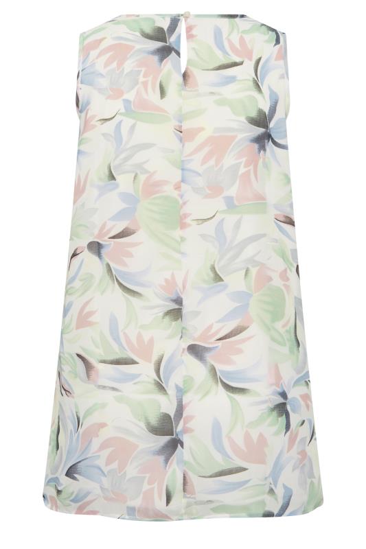 YOURS Curve Light Green Floral Pintuck Sleeveless Blouse | Yours Clothing  7