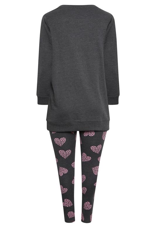 YOURS Curve Grey 'Let's Chill Out' Heart Print Lounge Set | Yours Clothing 7