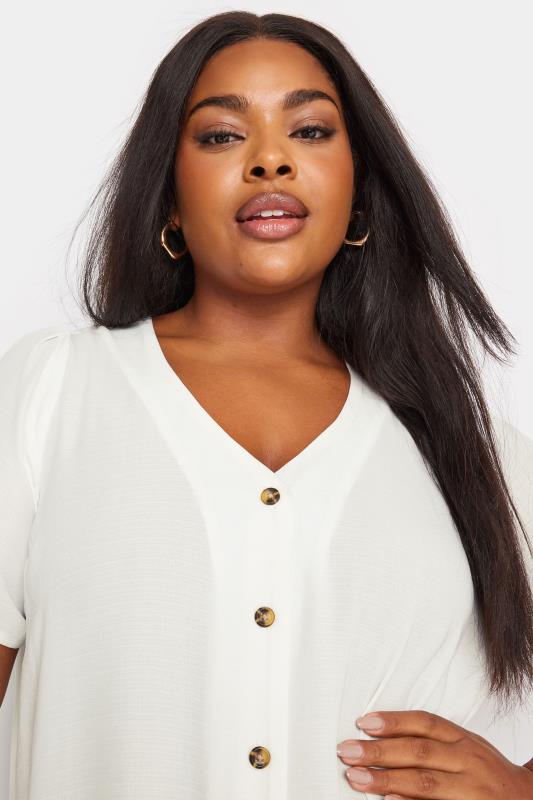 YOURS Plus Size White Button Front Blouse | Yours Clothing 4