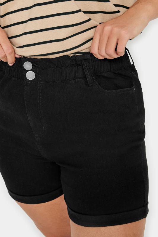 YOURS Plus Size Black Elasticated Stretch Denim Shorts | Yours Clothing 4