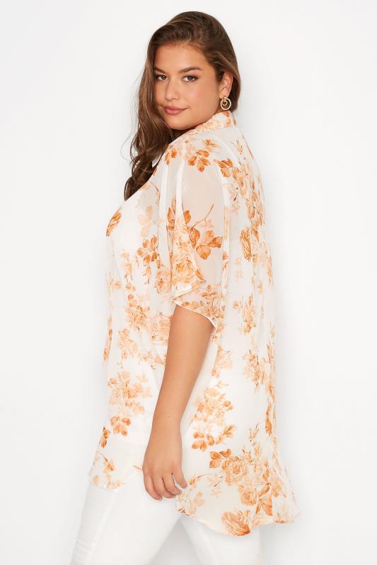 Plus Size Orange Floral Print Batwing Blouse | Yours Clothing  3