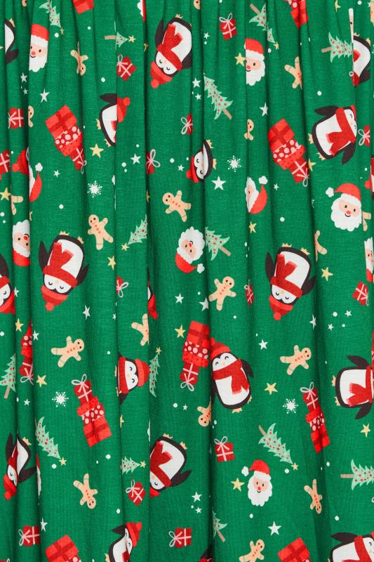 LIMITED COLLECTION Plus Size Green Santa Print Christmas Smock Dress | Yours Clothing 6