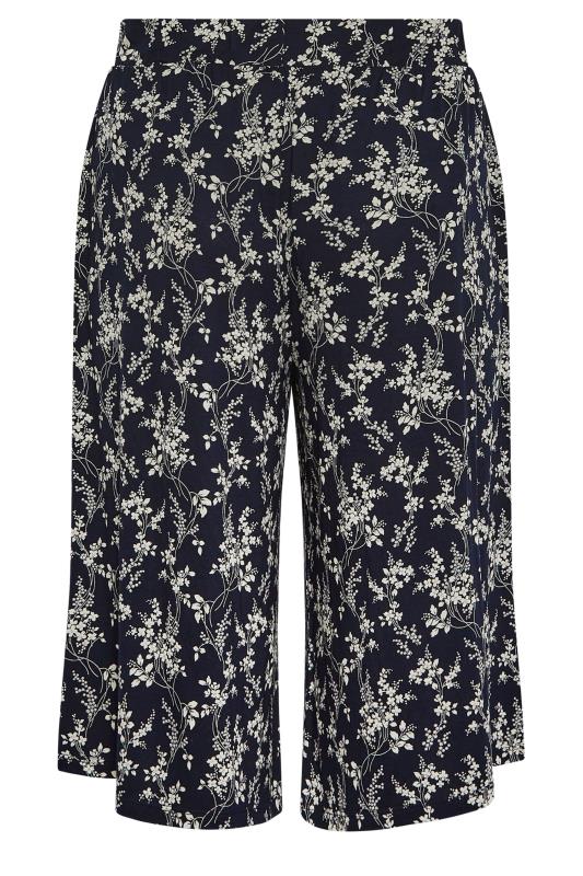 YOURS Curve Blue Floral Print Culottes | Yours Clothing 6