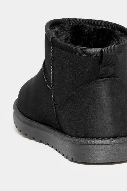 Black Faux Suede Faux Fur Lined Ankle Boots In Wide E Fit & Extra Wide EEE Fit | Yours Clothing 4