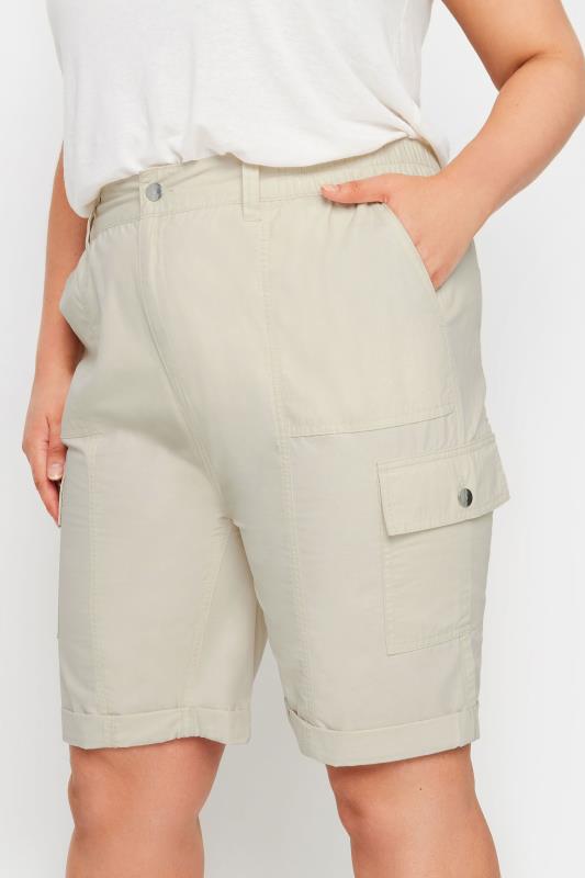 YOURS Plus Size Stone Brown Elasticated Waist Cargo Shorts | Yours Clothing 4
