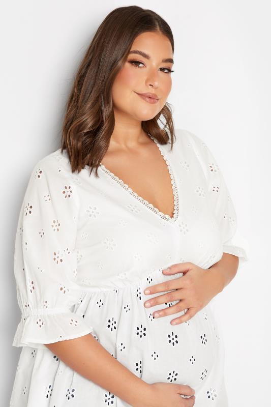 BUMP IT UP MATERNITY Plus Size White Broderie Anglaise Blouse | Yours Clothing 5