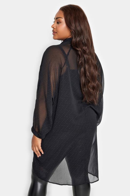 YOURS Curve Black Stud Embellished Dipped Back Shirt | Yours Clothing 3
