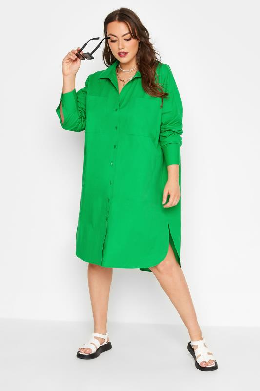 LIMITED COLLECTION Curve Green Midi Shirt Dress_B.jpg