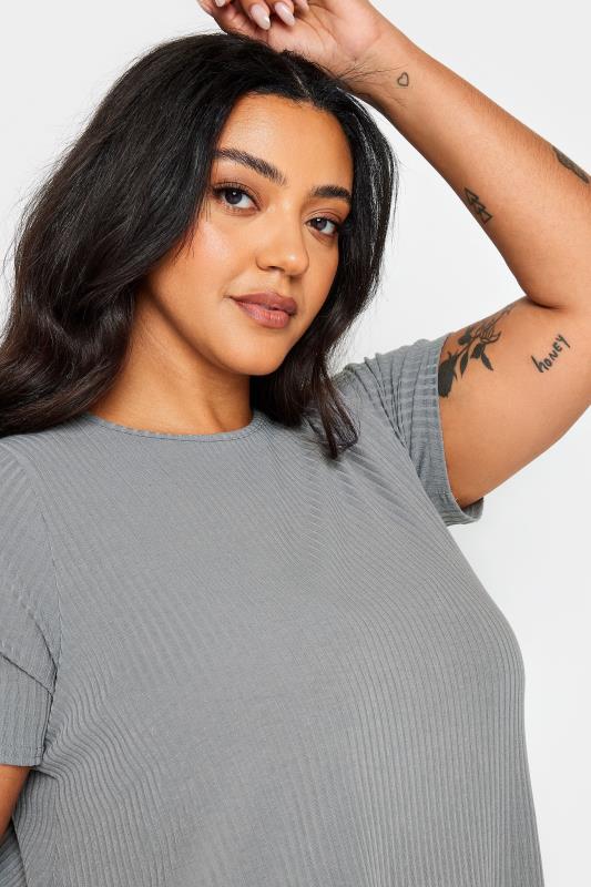 YOURS Plus Size Grey Ribbed Swing Top | Yours Curve 4