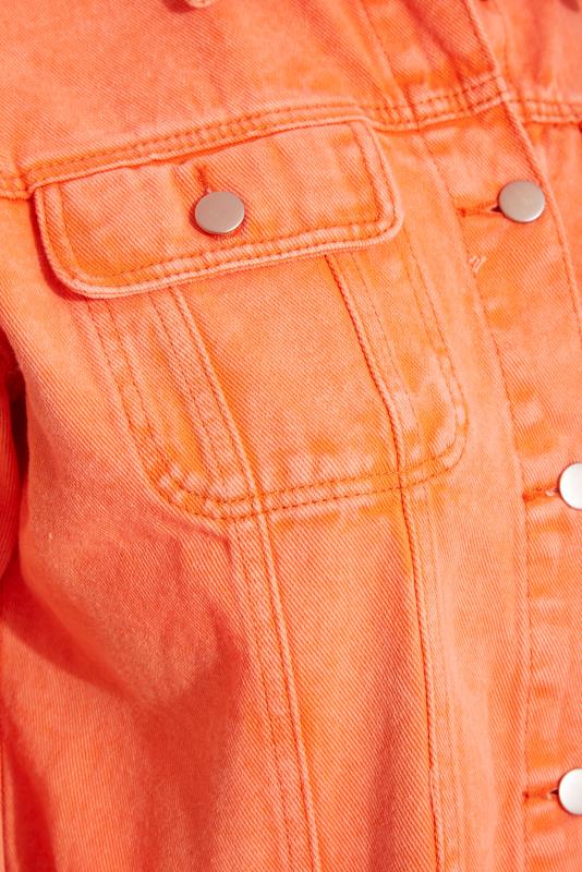 Curve Bright Orange Cropped Distressed Denim Jacket_S.jpg