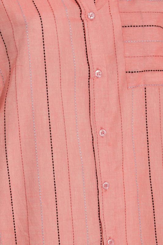 Plus Size Pink Stripe Pocket Oversized Shirt | Yours Clothing 6