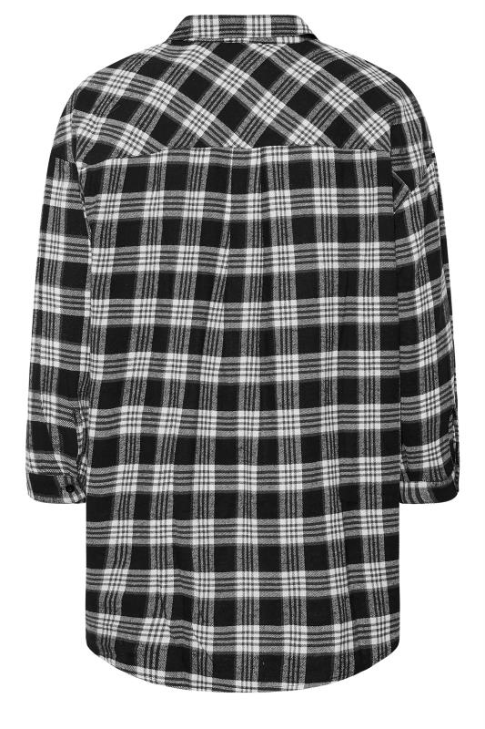 Plus Size Black Check Brushed Oversized Boyfriend Shirt | Yours Clothing 7