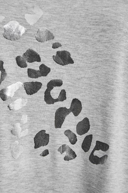 LIMITED COLLECTION Plus Size Grey Foil Leopard Print Oversized T-Shirt | Yours Clothing  5