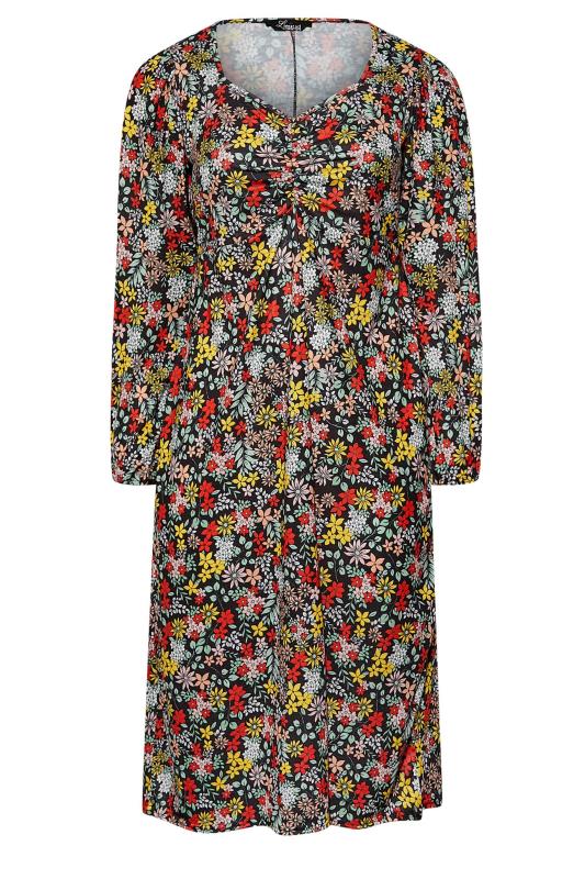 LIMITED COLLECTION Curve Black Floral Ruched Midi Dress 5
