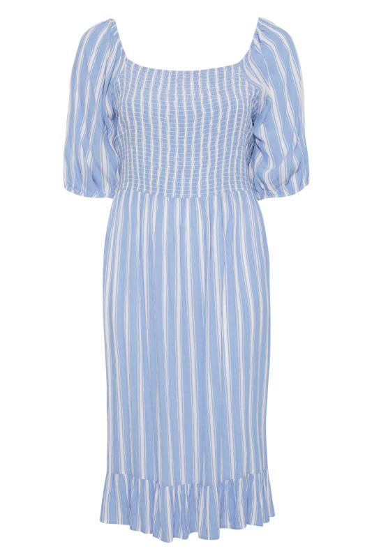 YOURS LONDON Curve Blue Stripe Puff Sleeve Maxi Dress_F.jpg