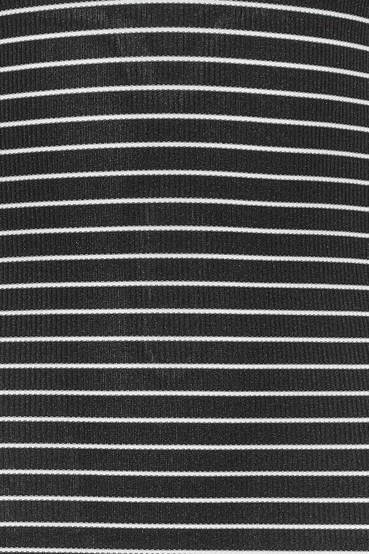 YOURS PETITE Plus Size Curve Black Stripe Frill Shoulder Top | Yours Clothing  5