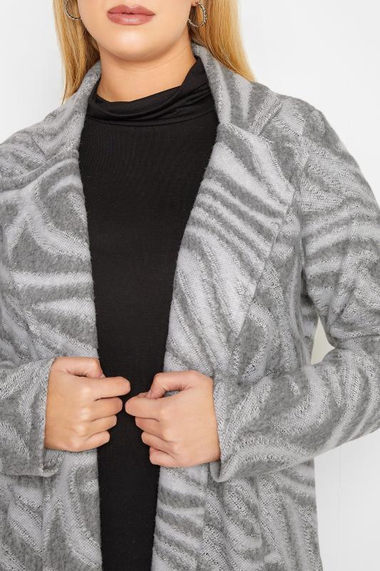 YOURS LUXURY Plus Size Grey Animal Print Faux Fur Jacket | Yours Clothing 5