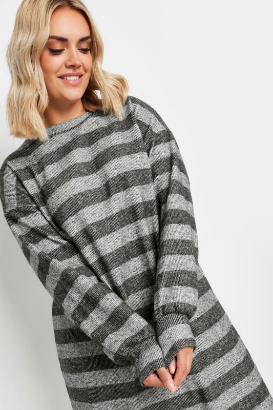 YOURS Plus Size Grey Stripe Soft Touch Jumper | Yours Clothing 4