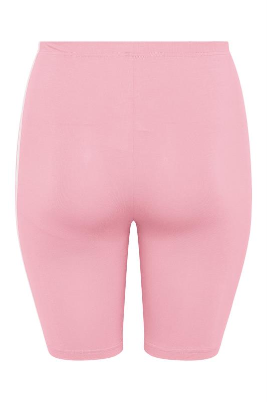 Plus Size Pink Double Side Stripe Cycling Shorts | Yours Clothing 5