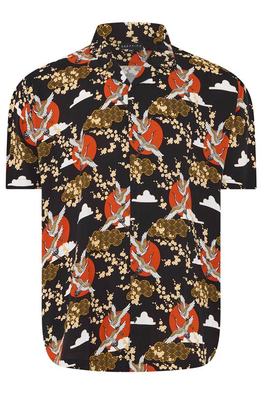 BadRhino Big & Tall Black Japanese Woodblock Print Shirt | BadRhino 6