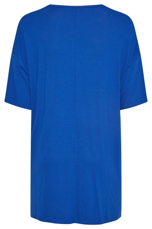 LIMITED COLLECTION Curve Cobalt Blue Foil Leopard Print Oversized T-Shirt Size 16-32 7