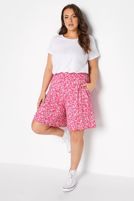 Curve Pink Floral Shorts 2
