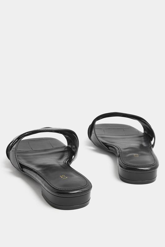 LTS Black Twisted Block Mule Sandals In Standard Fit | Long Tall Sally 4