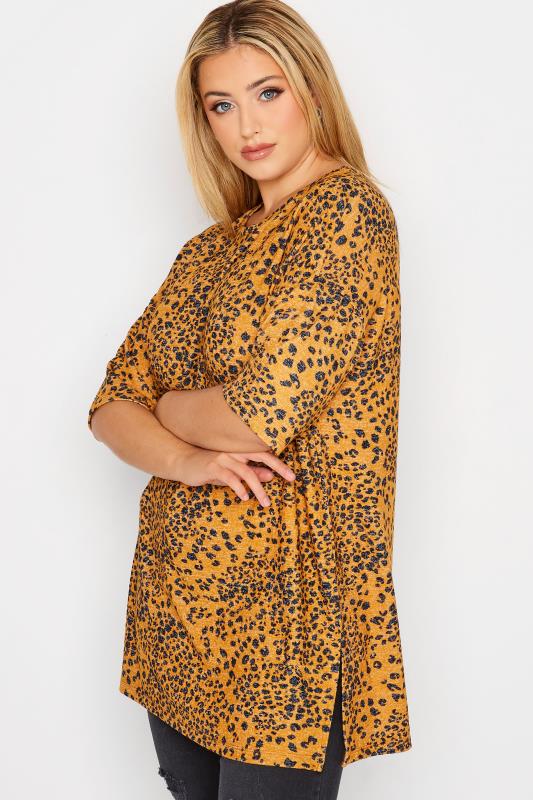 Plus Size Yellow Leopard Print Top | Yours Clothing  4