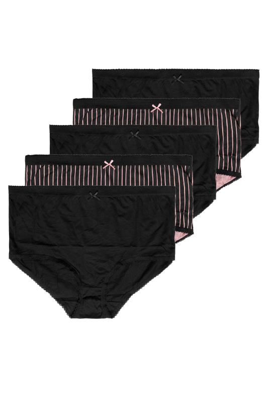 5 PACK Curve Black & Pink Stripe Lace Full Briefs 2