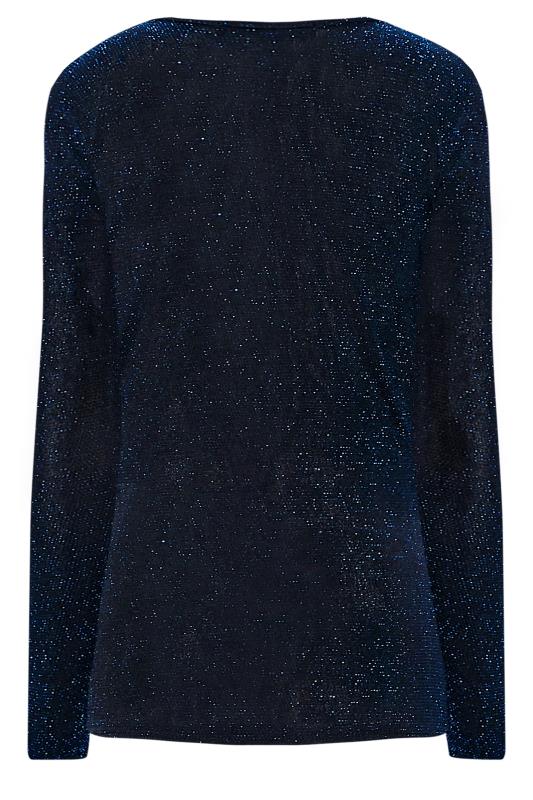 LTS Tall Blue & Black Long Sleeve Glitter Top 7