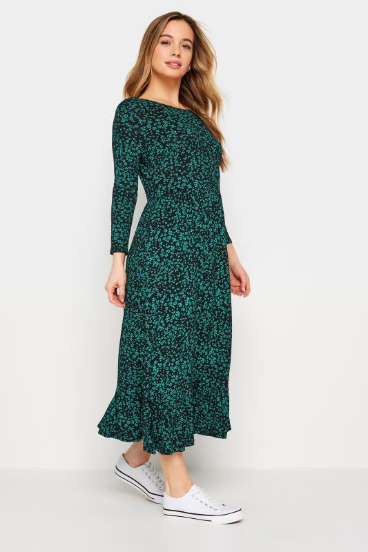  M&Co Petite Dark Green Ditsy Floral Print Midi Dress