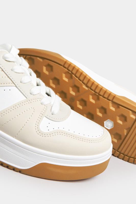 White & Beige Brown Chunky Trainers In Extra Wide EEE Fit | Yours Clothing 5