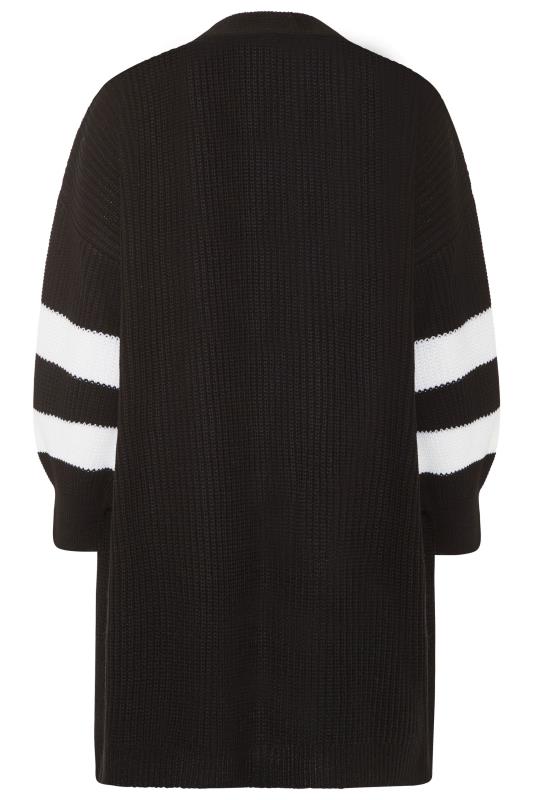 Curve Black Varsity Stripes Knitted Cardigan | Yours Clothing 6