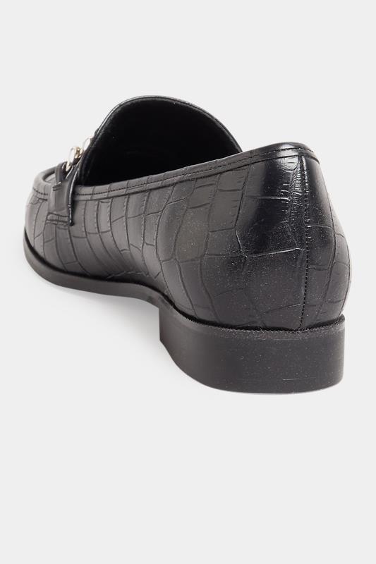 LTS Black Croc Chain Detail Loafers In Standard D Fit | Long Tall Sally  4
