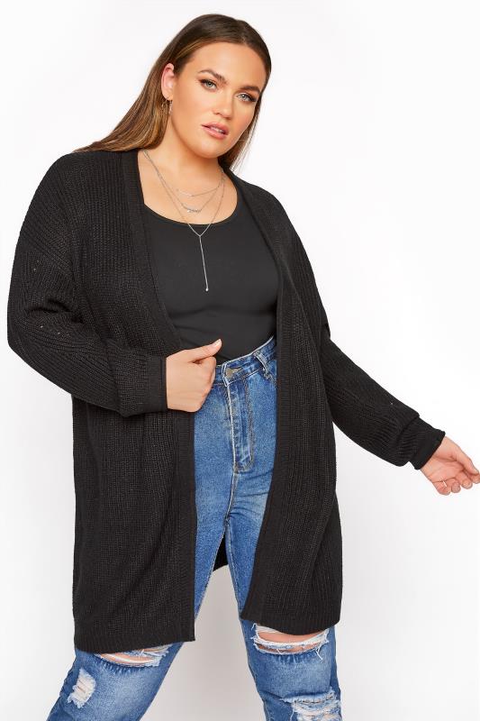 Black Knitted Pointelle Cardigan_A.jpg