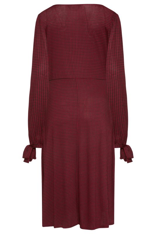 LTS Tall Black & Red Dogtooth Check Tie Sleeve Midi Tea Dress_BK.jpg