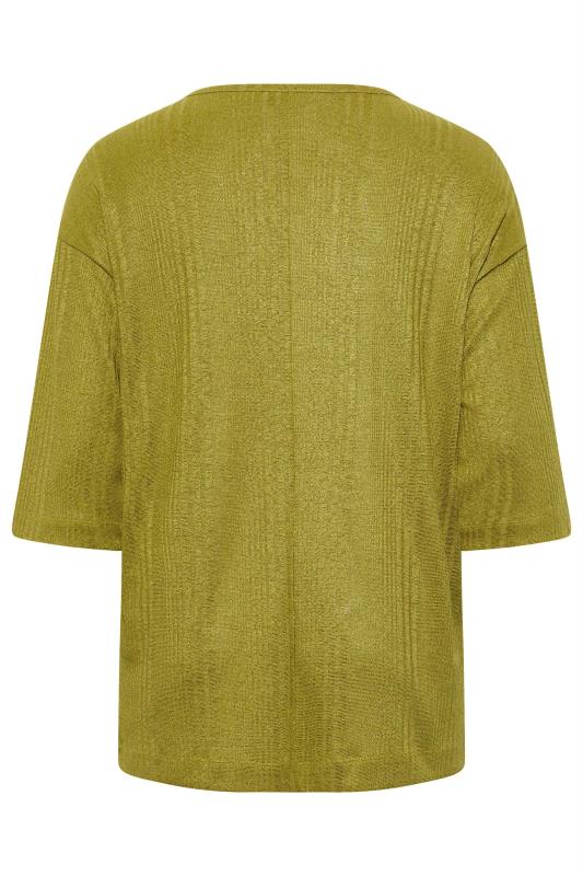 Plus Size Green Textured Tie Neck Top | Yours Clothing 7