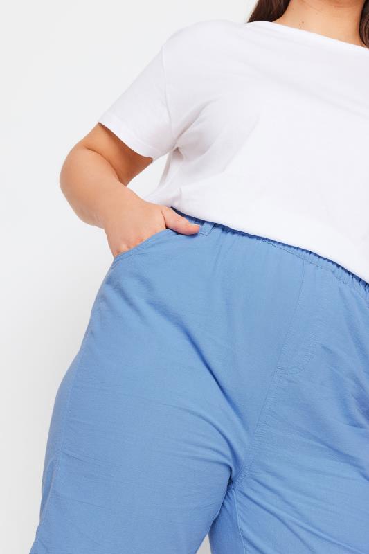 YOURS Plus Size Light Blue Elasticated Cool Cotton Shorts | Yours Clothing 4