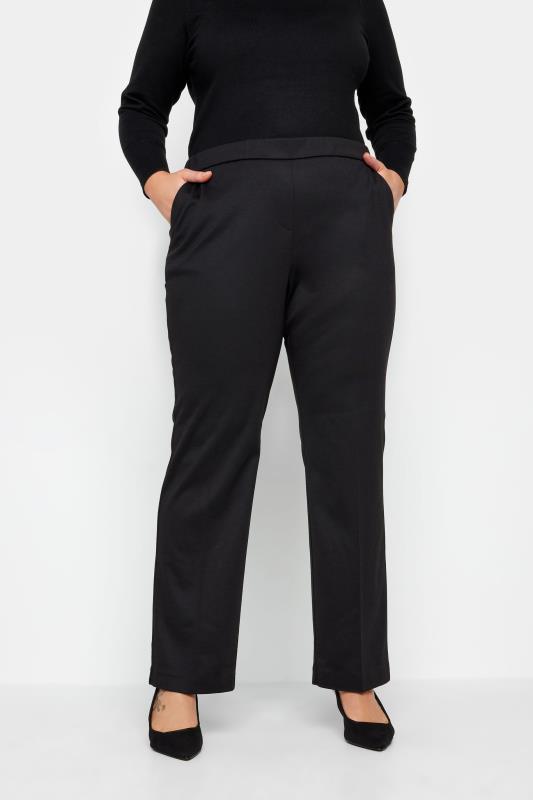  Grande Taille Evans Black Pull On Wide Leg Trousers
