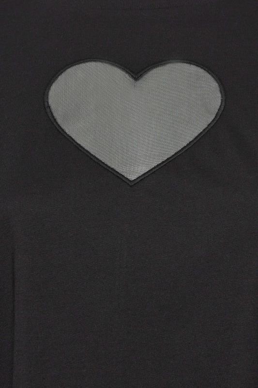 YOURS Plus Size Black Heart Cut Out T-Shirt | Yours Clothing 5