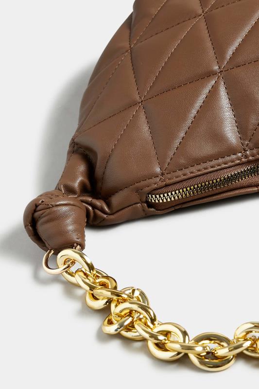 Brown Quilted Shoulder Bag | Yours Clothing 5