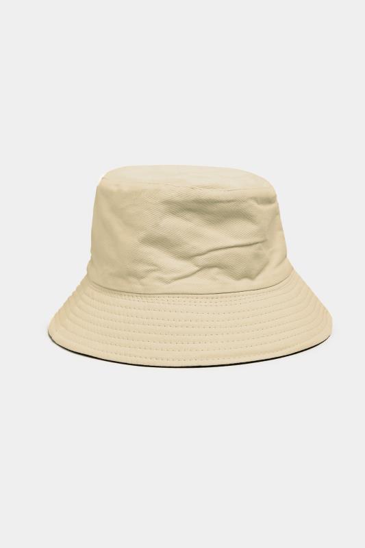 Stone & Black Reversible Bucket Hat | Yours Clothing  1