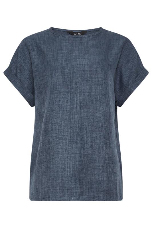 LTS Tall Women's Blue Denim Textured Top | Yours Clothing 6